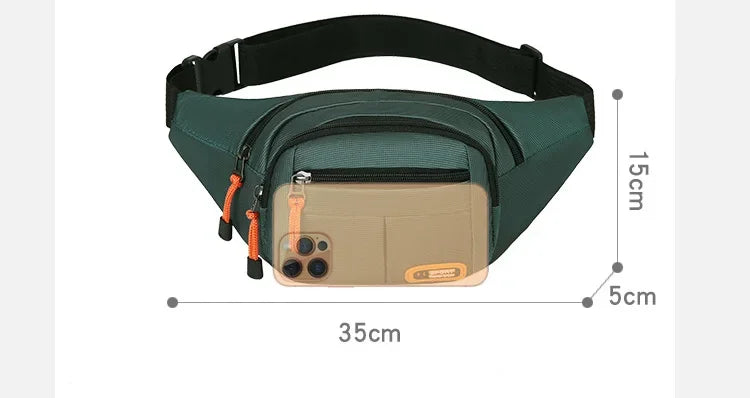 Oxford Waterproof Waist Bag. Unisex Crossbody Belt Bag for Travel, Hiking & Everyday Carry