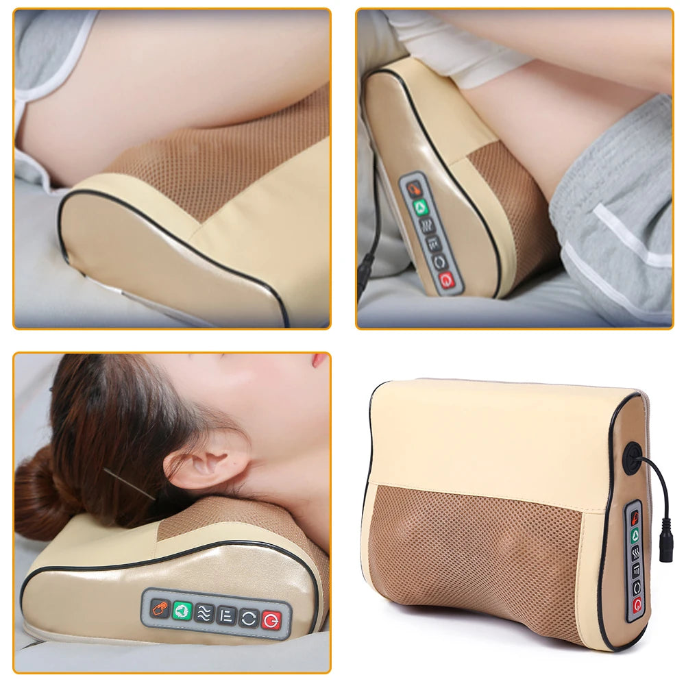 Electric Neck Massager Pillow Deep Tissue Kneading Massage Pillow Multi-Function Shoulder Massage Device for Home Office Car
