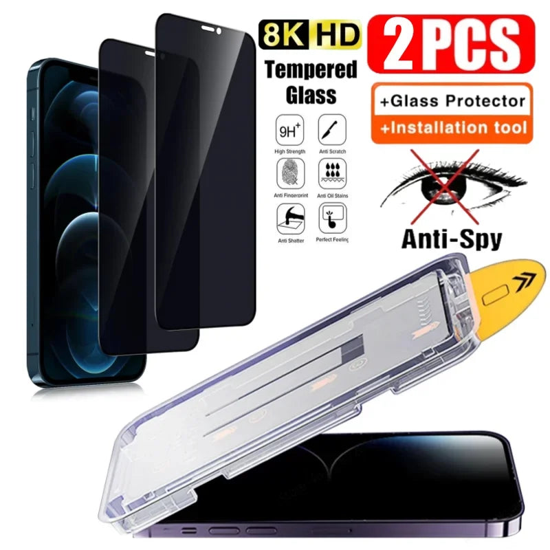 3PCS Privacy Tempered Glass Screen Protector for iPhone 14 15 16 17 Pro Max