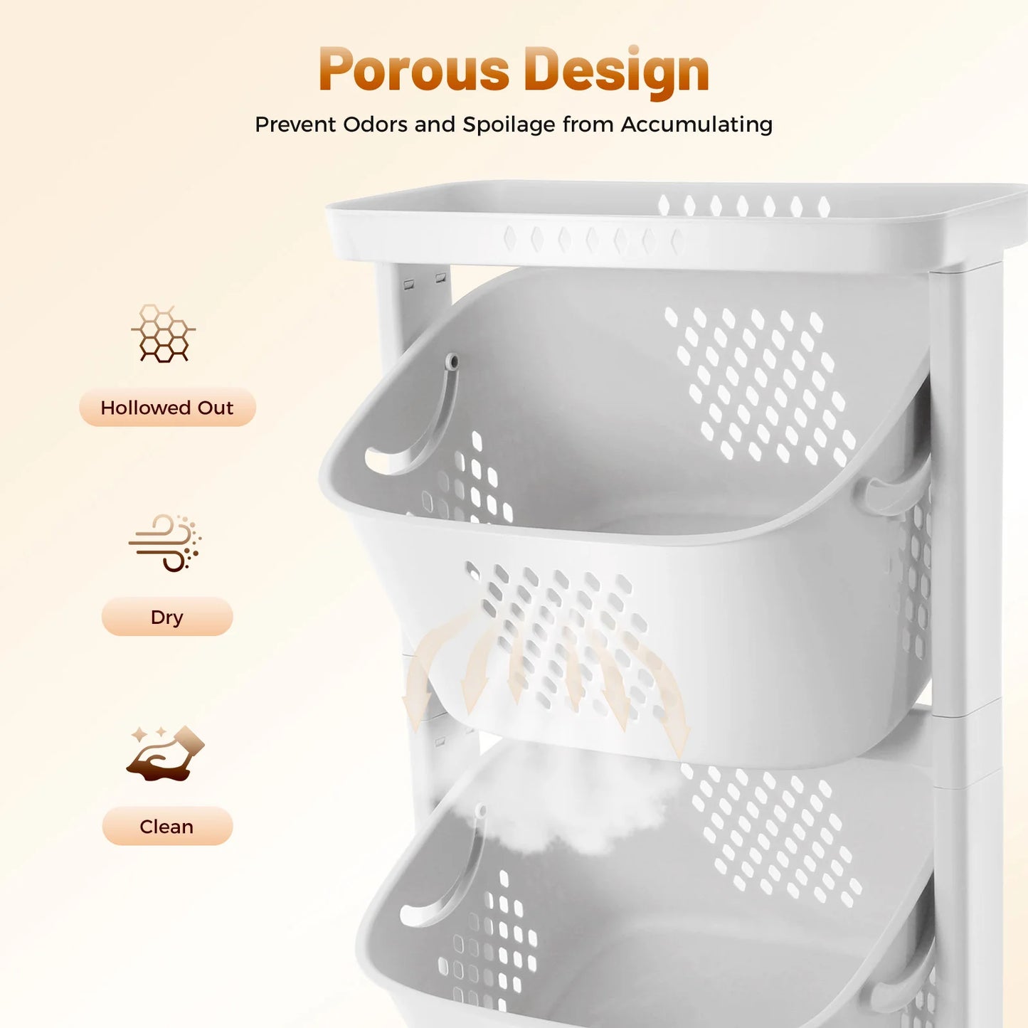 4-Tier Rolling Laundry Hamper and Bathroom Storage Organizer with Wheels