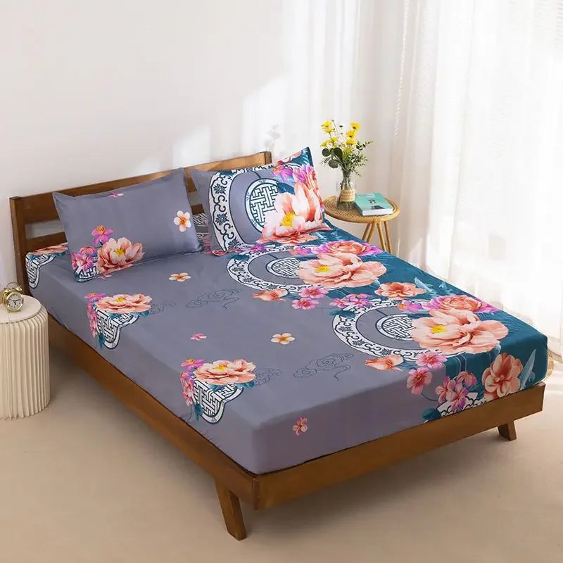 Bedroom Flat Sheets Bed Printed Fashion Modern Queen King Size Washed Cotton Comfortable Bedding Mattress Cover Bedspread New