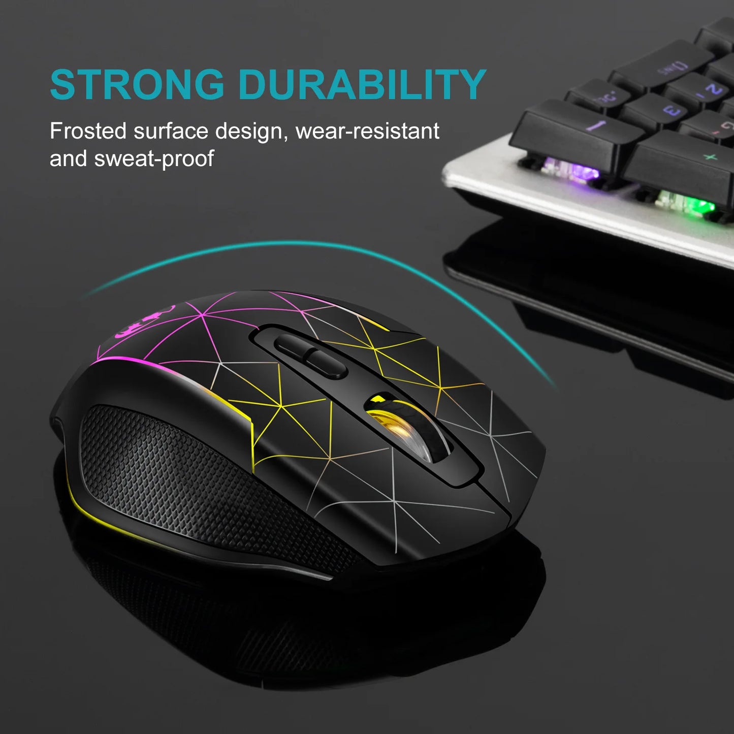Rechargeable Wireless Gaming Mouse  Ergonomic RGB PC Mouse for Home Office & Gaming