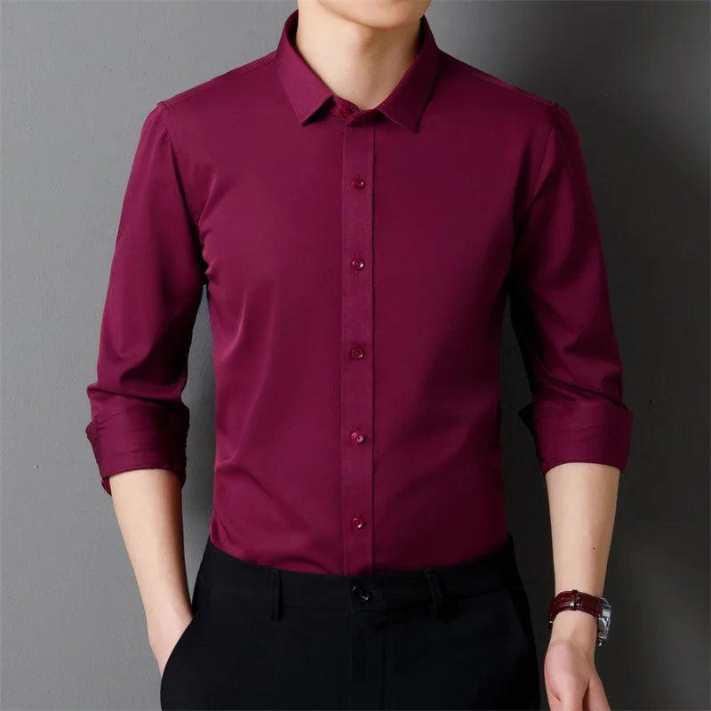 Men’s Stretch Long Sleeve Business Shirt. Comfortable Professional Button-Up