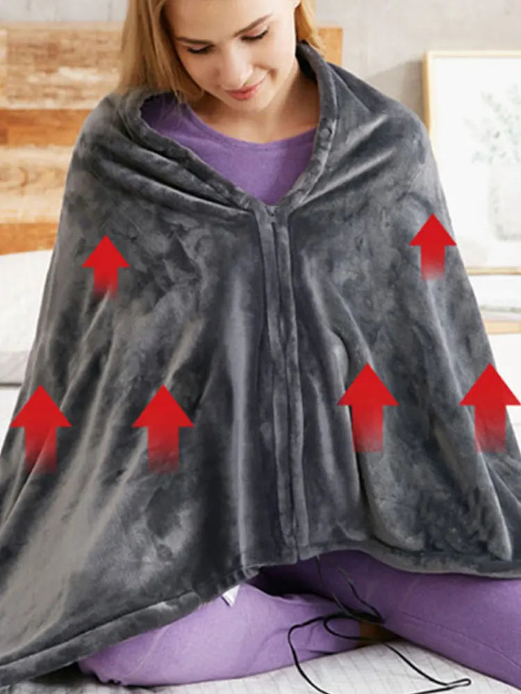 USB Electric Heated Blanket 3 Heating Levels Fleece Heated Blanket Wearable Heating Lap Blanket for Household and Office