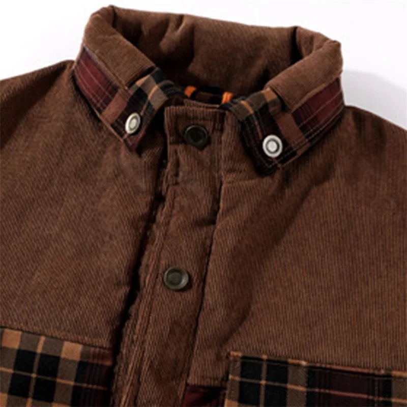 Men s Plaid Sherpa Lined Shirt Jacket Lapel Neck Long Sleeve Button Down Winter Coat Warm Outwear with Pockets