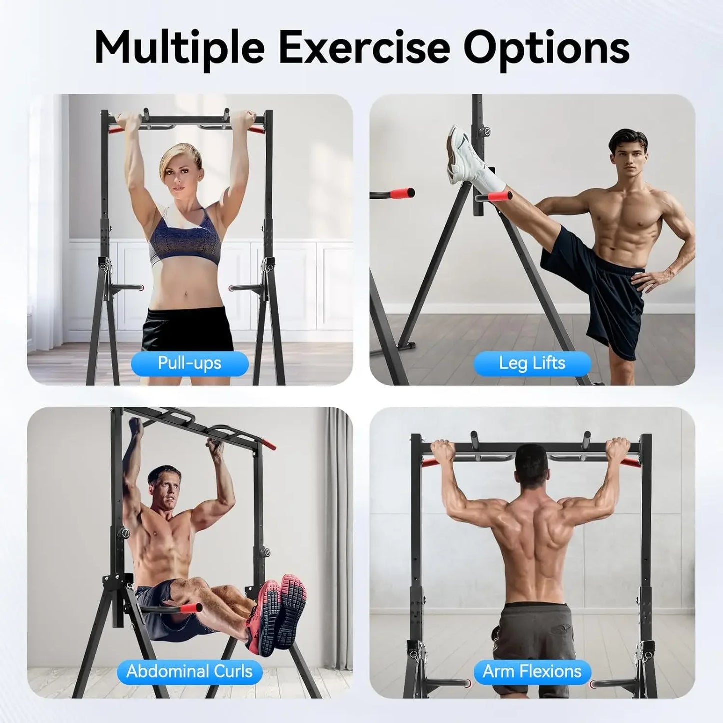 Adjustable Power Tower Pull Up Bar & Dip Station Home Gym Strength Training Station