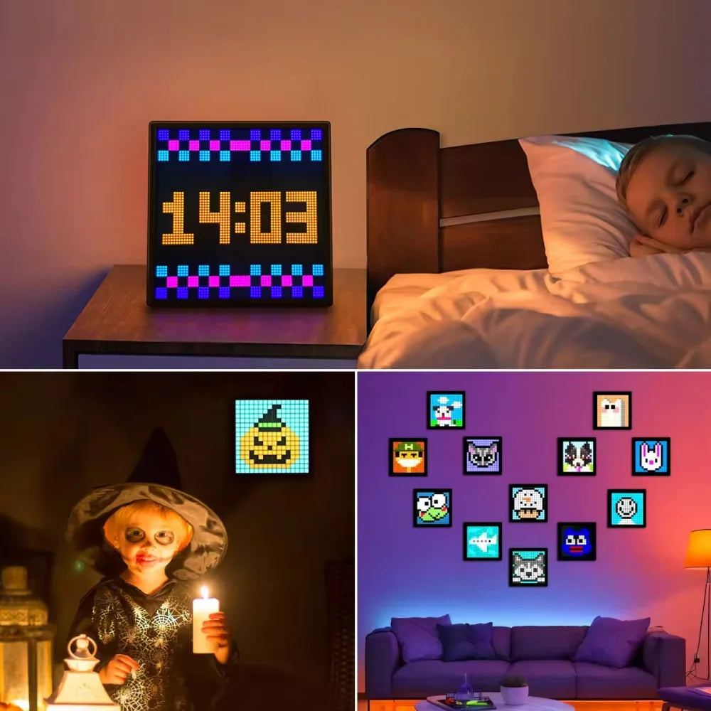 16x16 Smart LED Pixel Display Matrix .Bluetooth App-Controlled Digital Art & Night Light