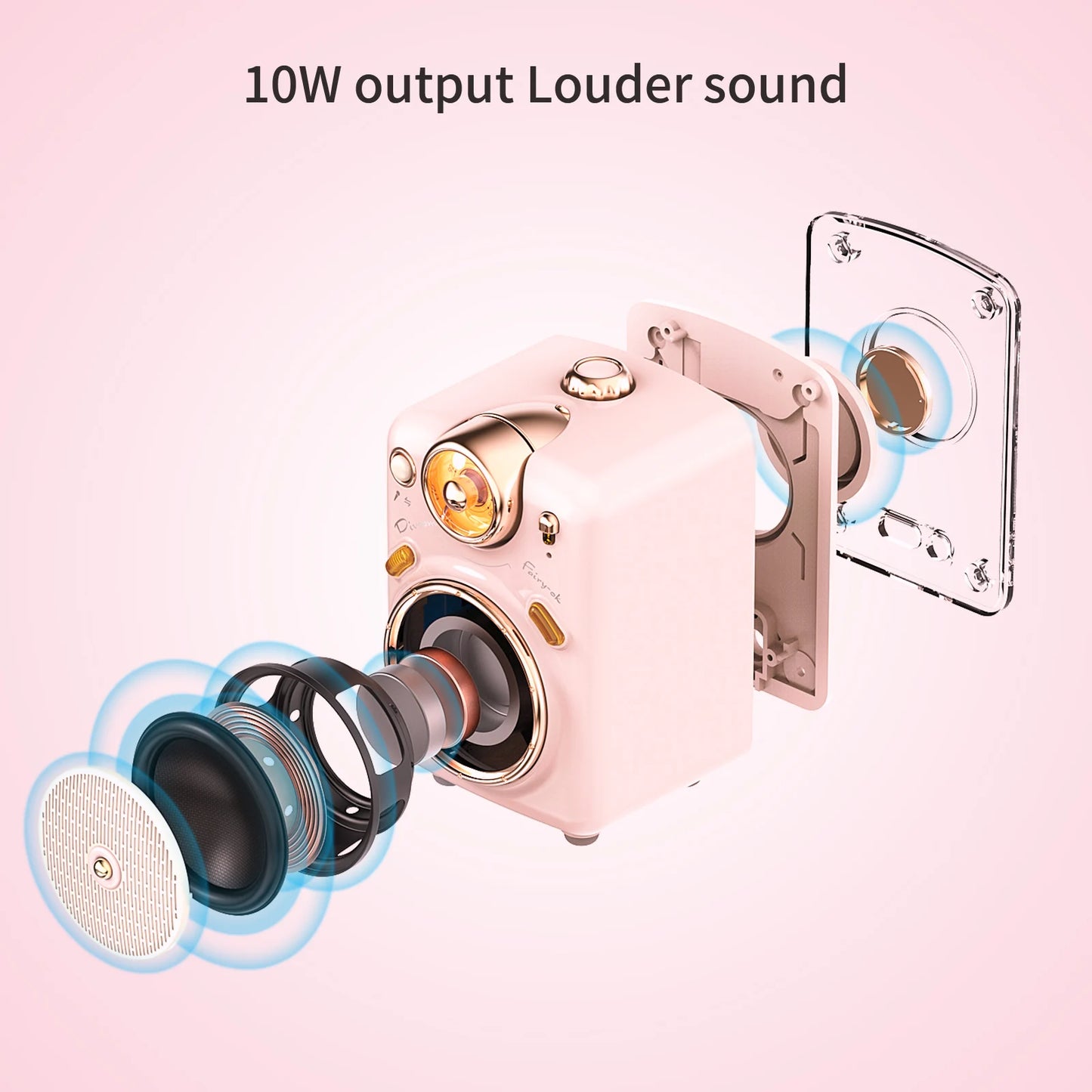 Divoom Fairy-OK Portable Bluetooth Karaoke Speaker with Wireless Microphone | Retro Mini Speaker | Rechargeable Music System