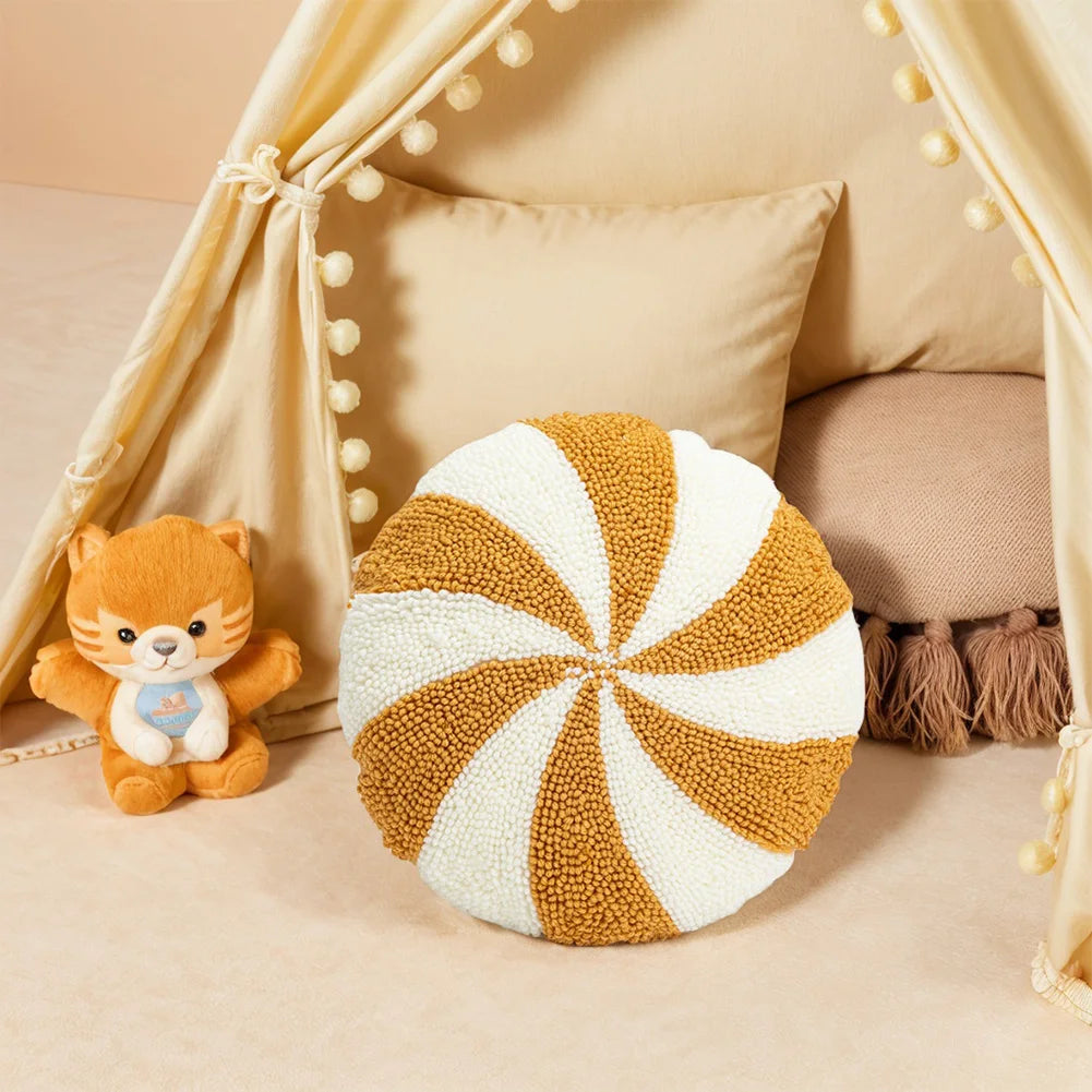 Christmas Plush Spiral Candy Shaped Pillow Festive Cushion