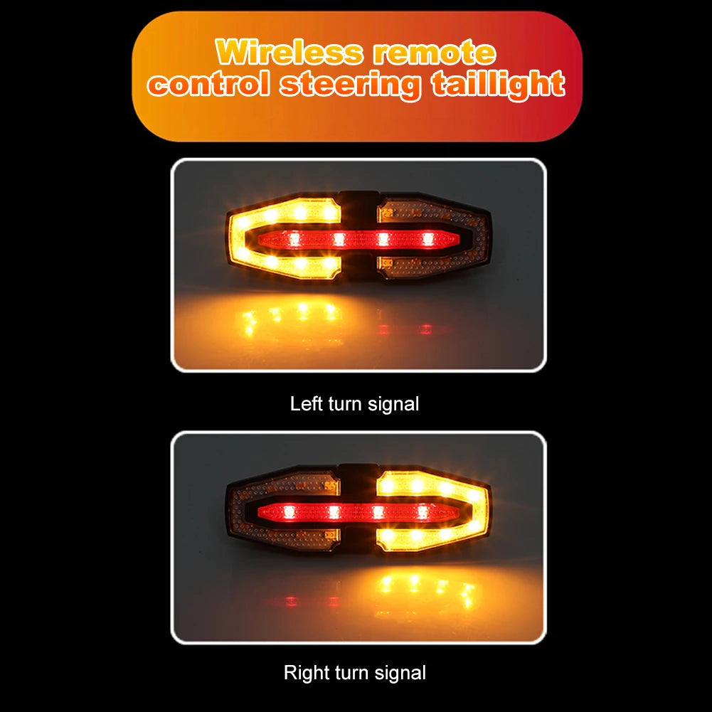 Solar LED Bicycle Turn Taillight with Turn Signals Portable Bike Taillight Remote Control Bicycle Rear Light Bike Accessories