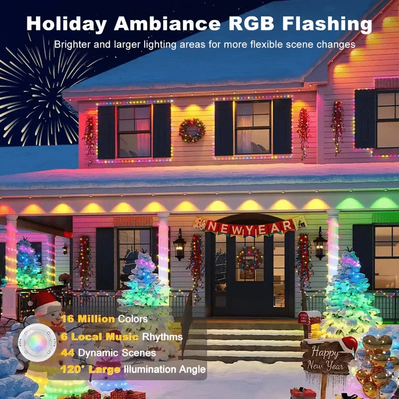 Smart Permanent Outdoor Light RGB Eaves Lights IP67 WaterproofApp Control Timer Music Sync for Outdoor Party Decoration Lighting