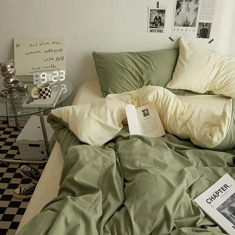 Soft Solid Color Duvet Cover Set. Modern Cozy Bedding