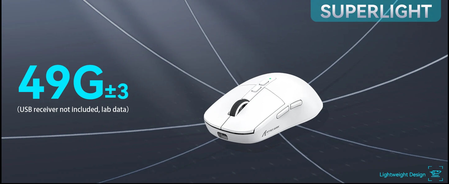 ATTACK SHARK X6 Lightweight Wireless Gaming Mouse, RGB Backlit Tri-Mode Mouse with PAW3395 Sensor for PC, Laptop & Mac