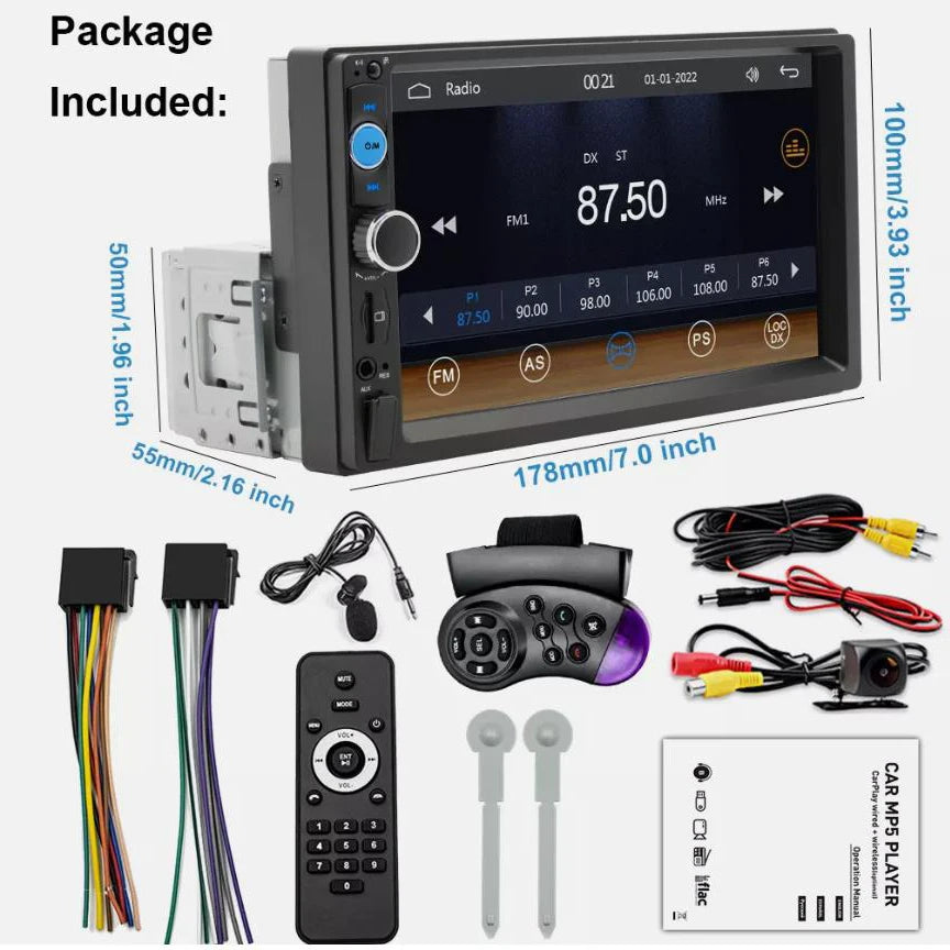 7-Inch Single DIN Touchscreen Car Stereo .Wireless CarPlay, Android Auto, Bluetooth & Backup Camera Support