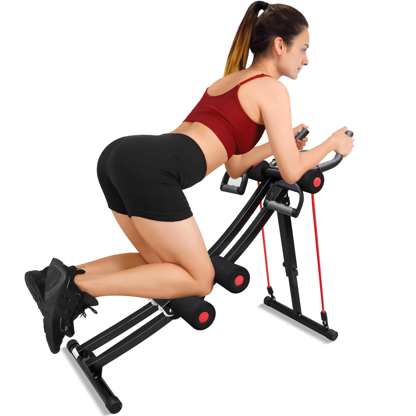 Foldable Abdominal Trainer Machine . Adjustable Core Workout Equipment with 440 lb Capacity