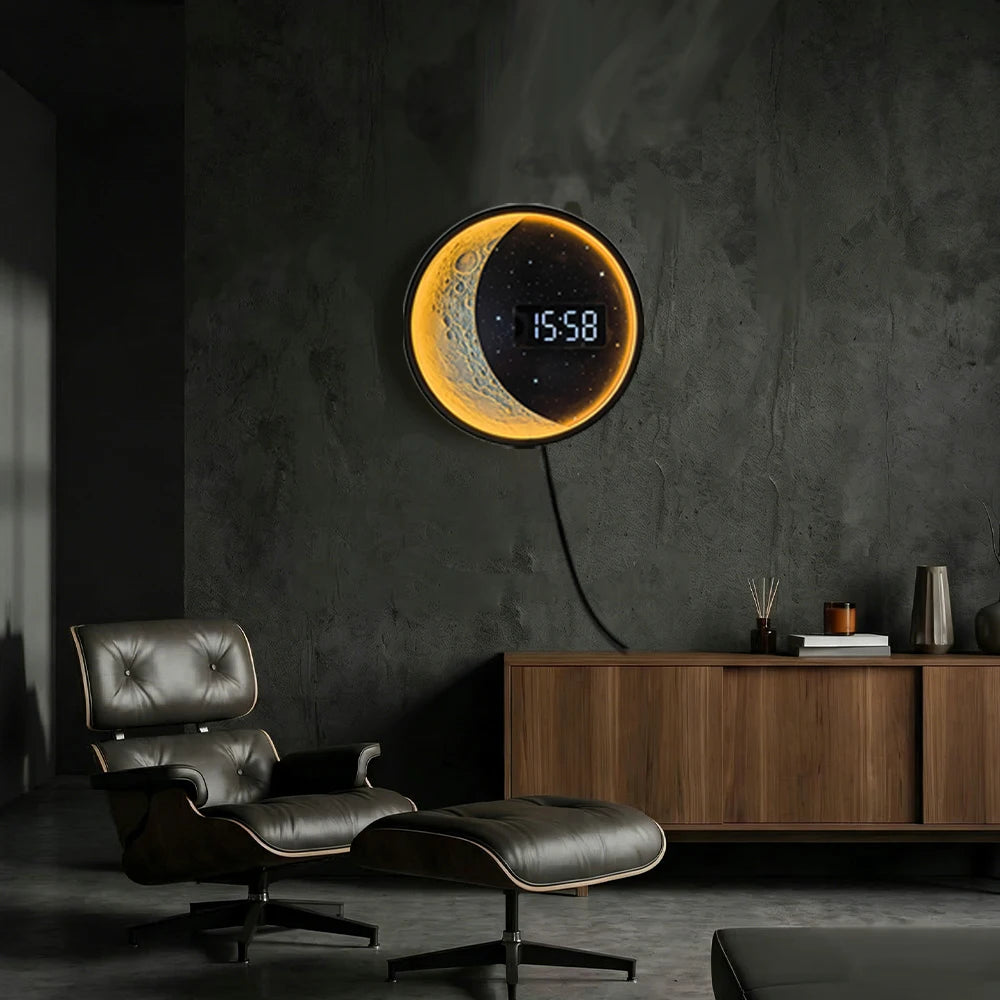 Luna Glow Moon Phase LED Digital Wall Clock