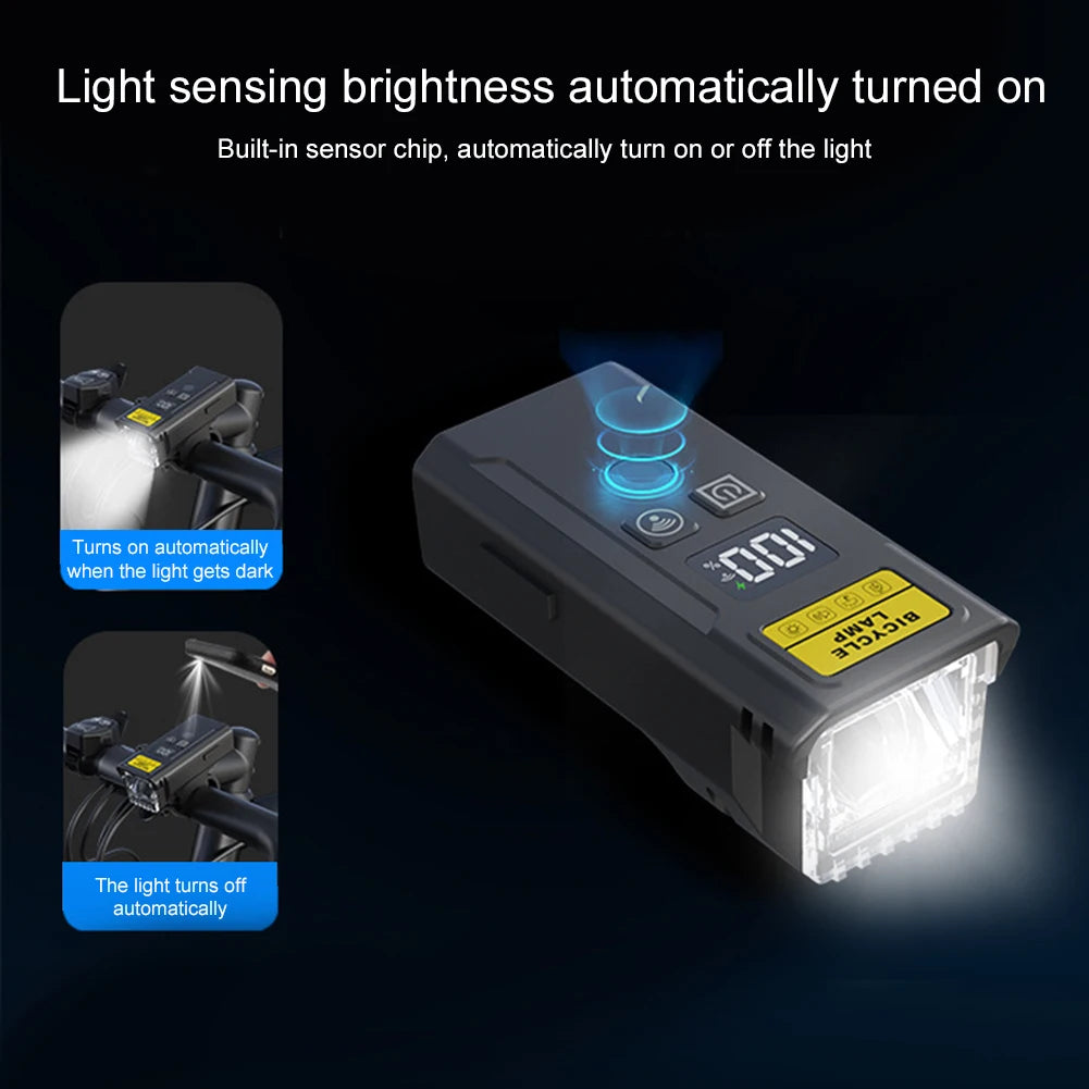 Bicycle Front Headlight With Horn And Smart Sensor Remote