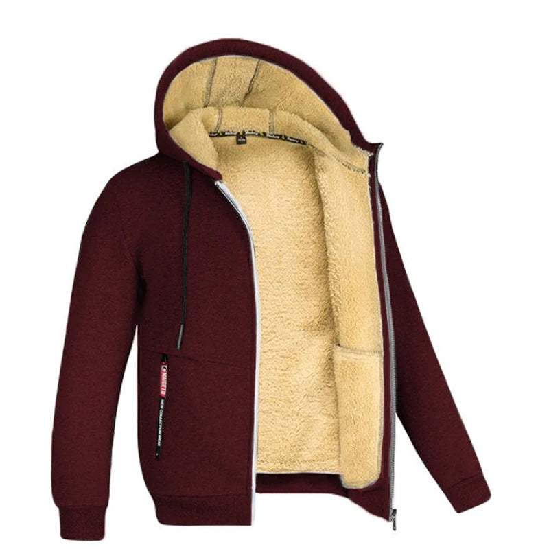 Sherpa Lined Zip Up Hoodie Jacket