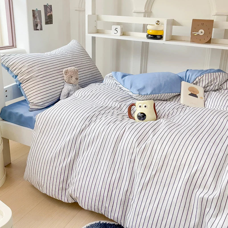 3-Piece Washed Comforter Set. Soft Solid Color Bedding Set