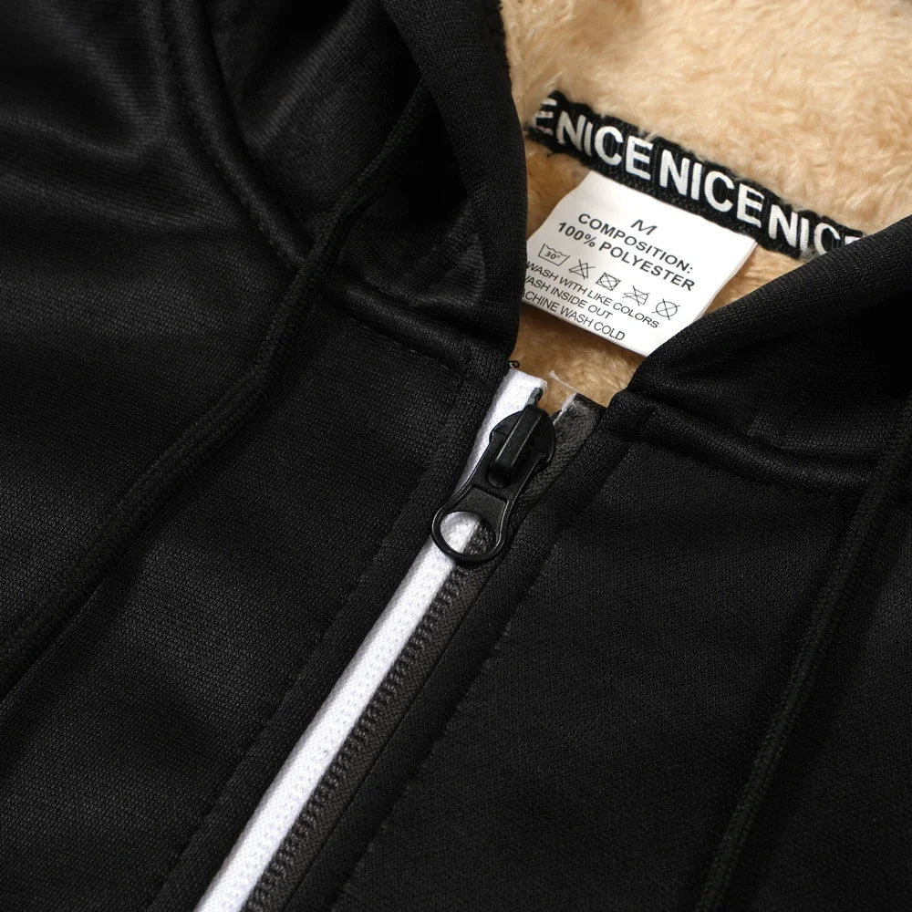 Sherpa Lined Zip Up Hoodie Jacket