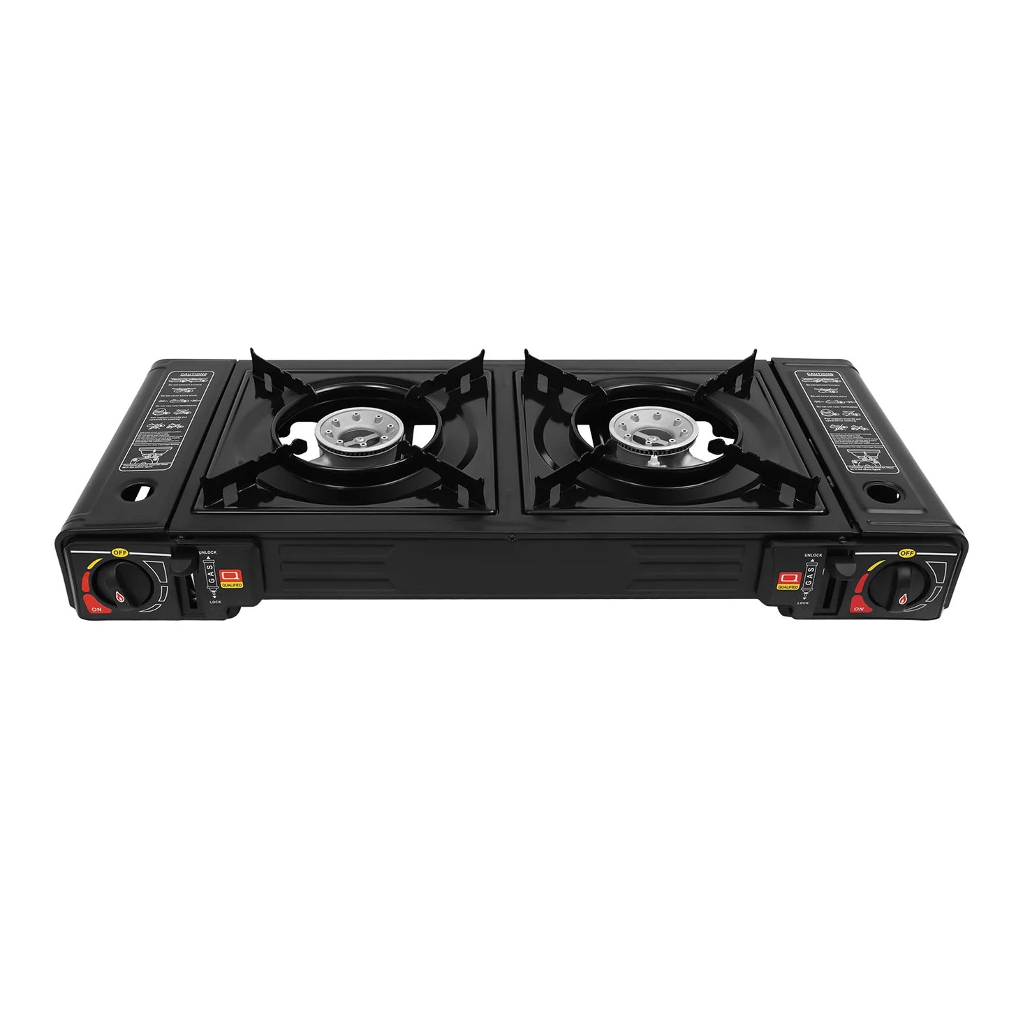 Portable 2-Burner Camping Stove & Grill Combo . 2500W Outdoor Cooking System  Description: