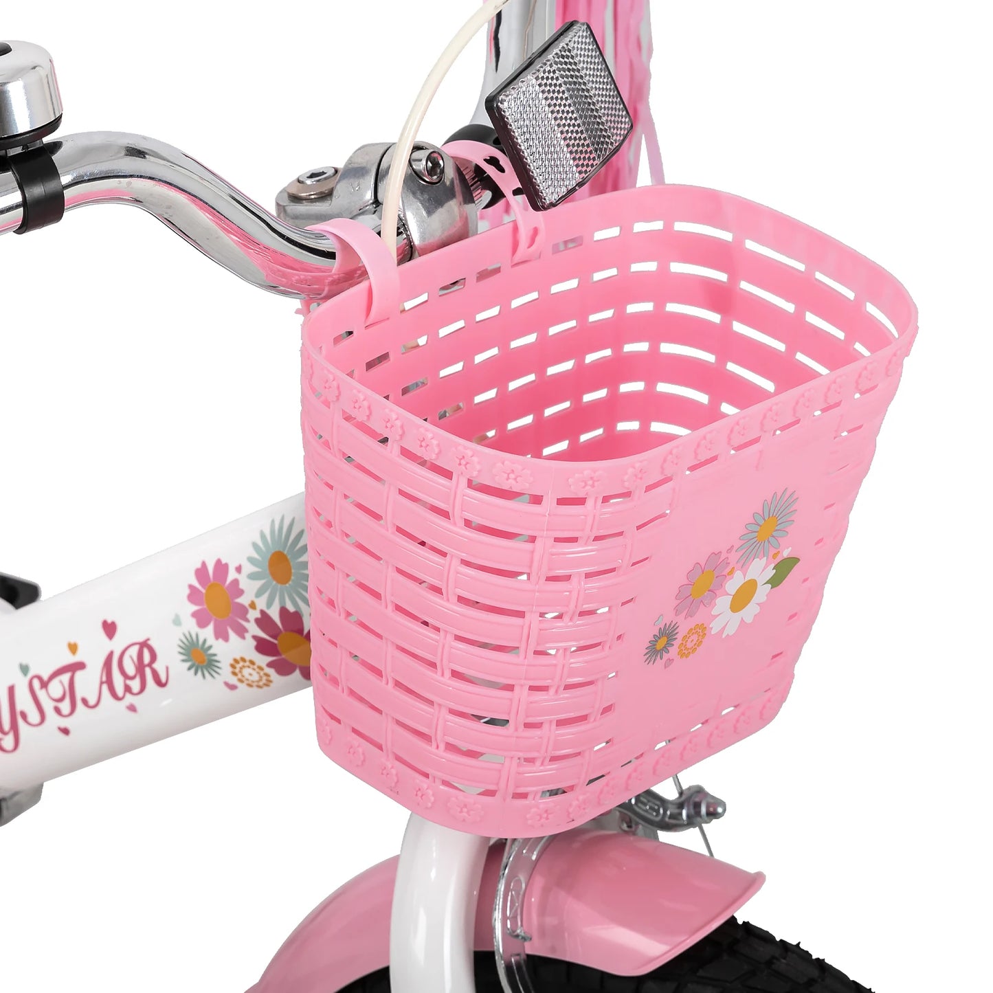 Girls Daisy Kids Bike with Training Wheels . Adjustable Bicycle for Ages 2–7