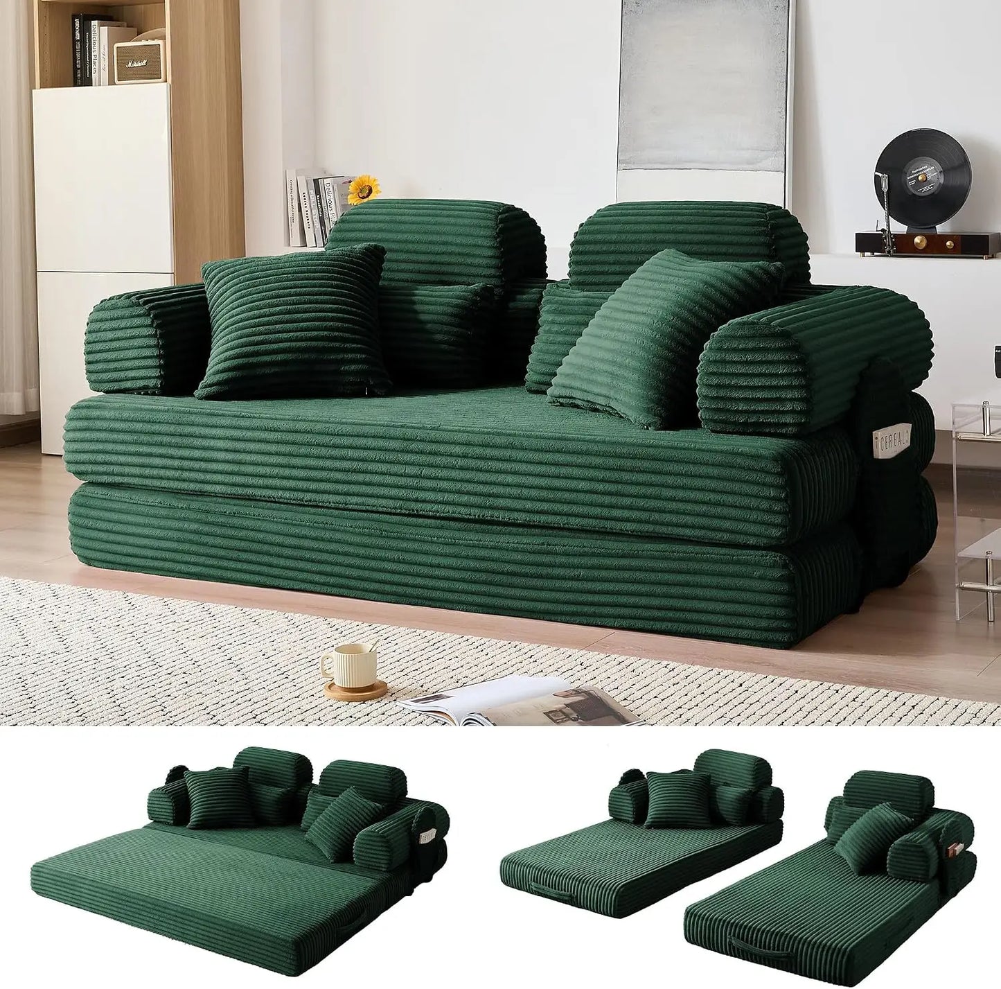 78.8-Inch Convertible Futon Sofa Bed with High Back