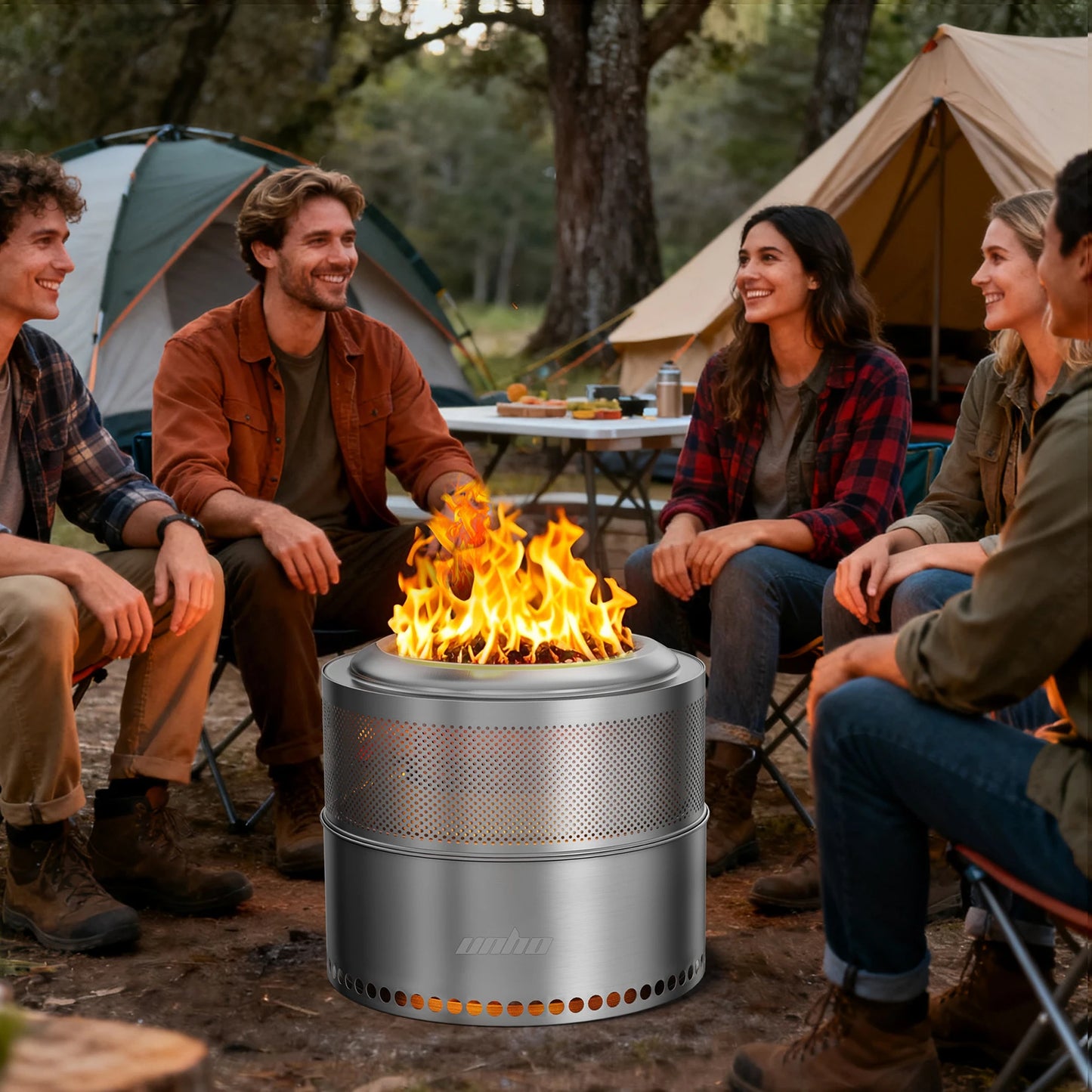 Large Smokeless Stainless Steel Fire Pit – Portable Outdoor Wood Burning Fire Pit with Carry Bag