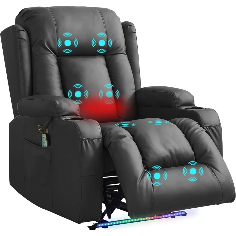 Power Recliner Chair for Adults, Electric Recliner Sofa with Vibrating Massage and Heat, Faux Leather