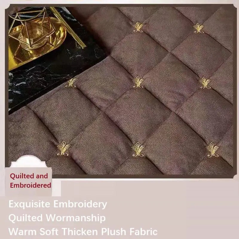 Luxury Plush Quilted Bedspread Set with Embroidered Trim