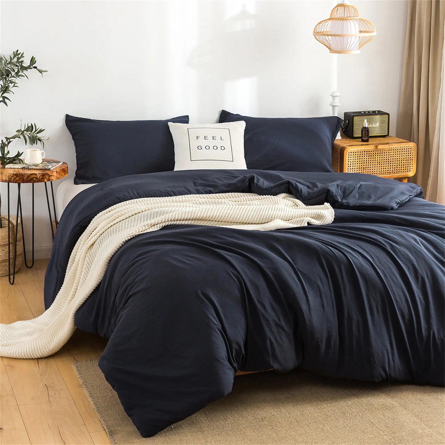 Soft Reversible Washable Bedding Comforter Sets ,Luxury Fluffy Microfiber Skin-friendly Comforter for All Season