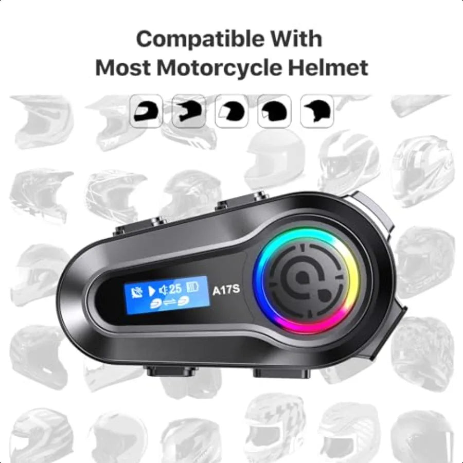 Motorcycle Bluetooth Headset 2 Riders Intercom Headphone Motorcycle Helmet Speakers with Noise CancellationMusic Sharing for Mo
