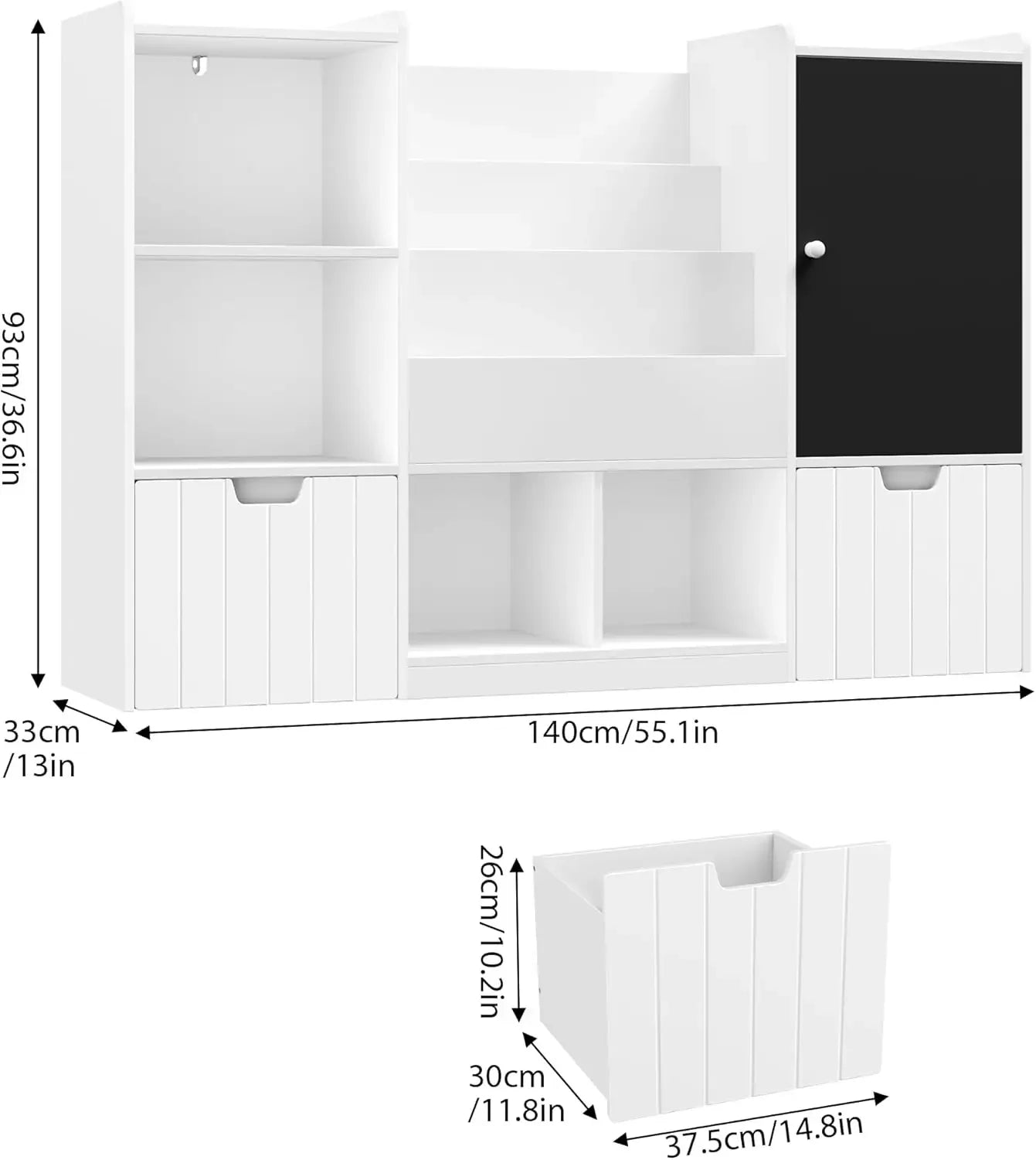 Toy Storage Organizer Bookshelf Chalkboard Mobile Bins