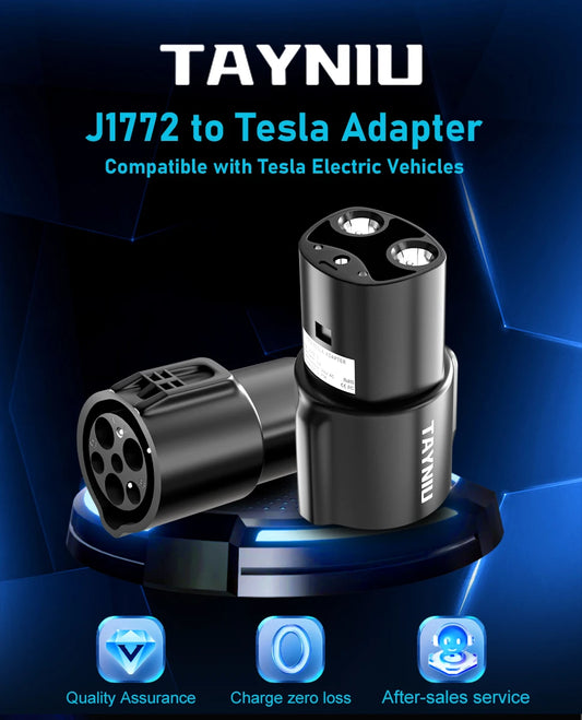 TAYNIU J1772 to Tesla Charger Adapter Max 80A 280V Connecting Seamlessly to SAE J1772 Charging Stations & Tesla Model 3/Y/X/S