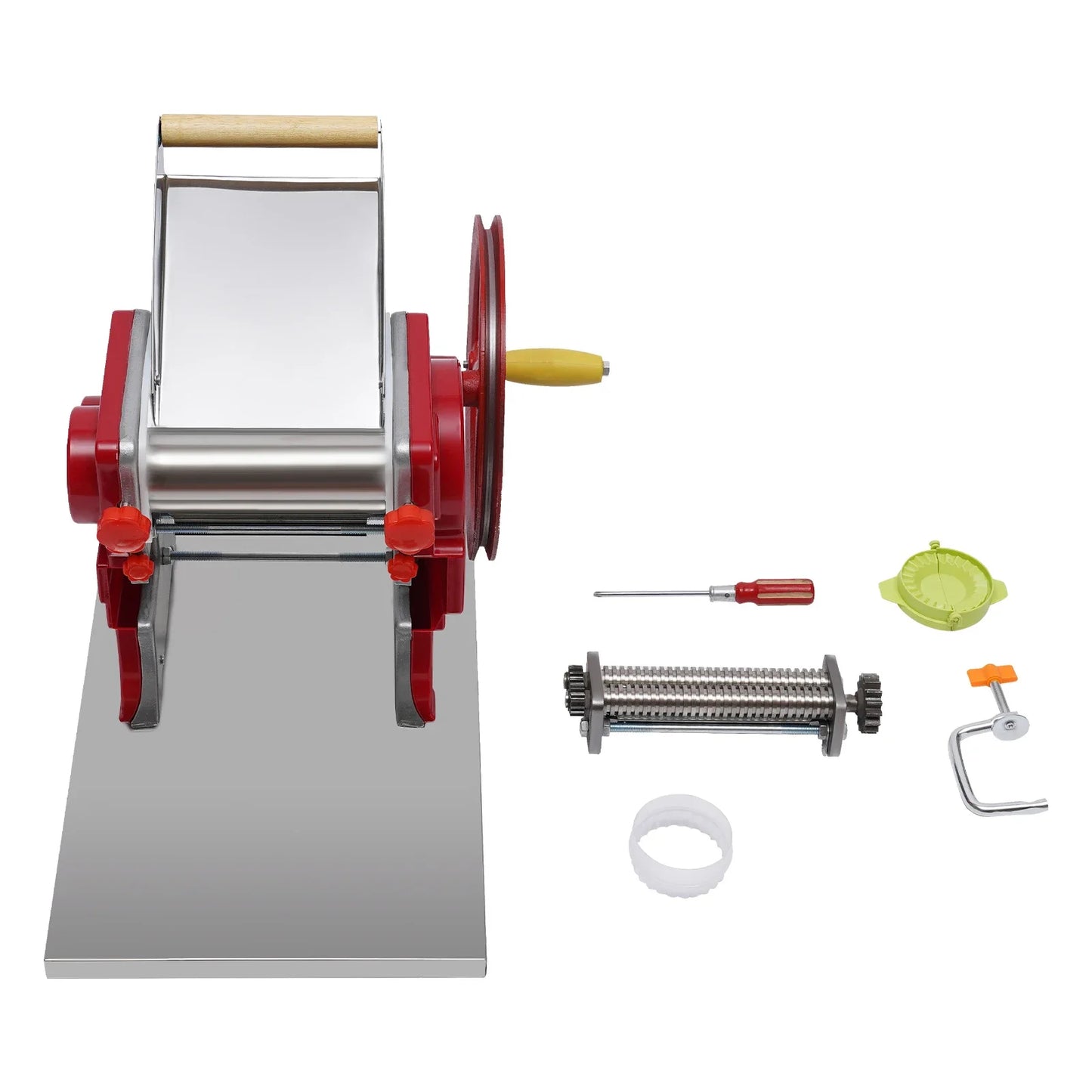 Pasta Maker Machine 0.5-5mm Adjustable Thickness Manual Roller Noodle Cutter Stainless Steel Pasta Press for 5-10 People Use