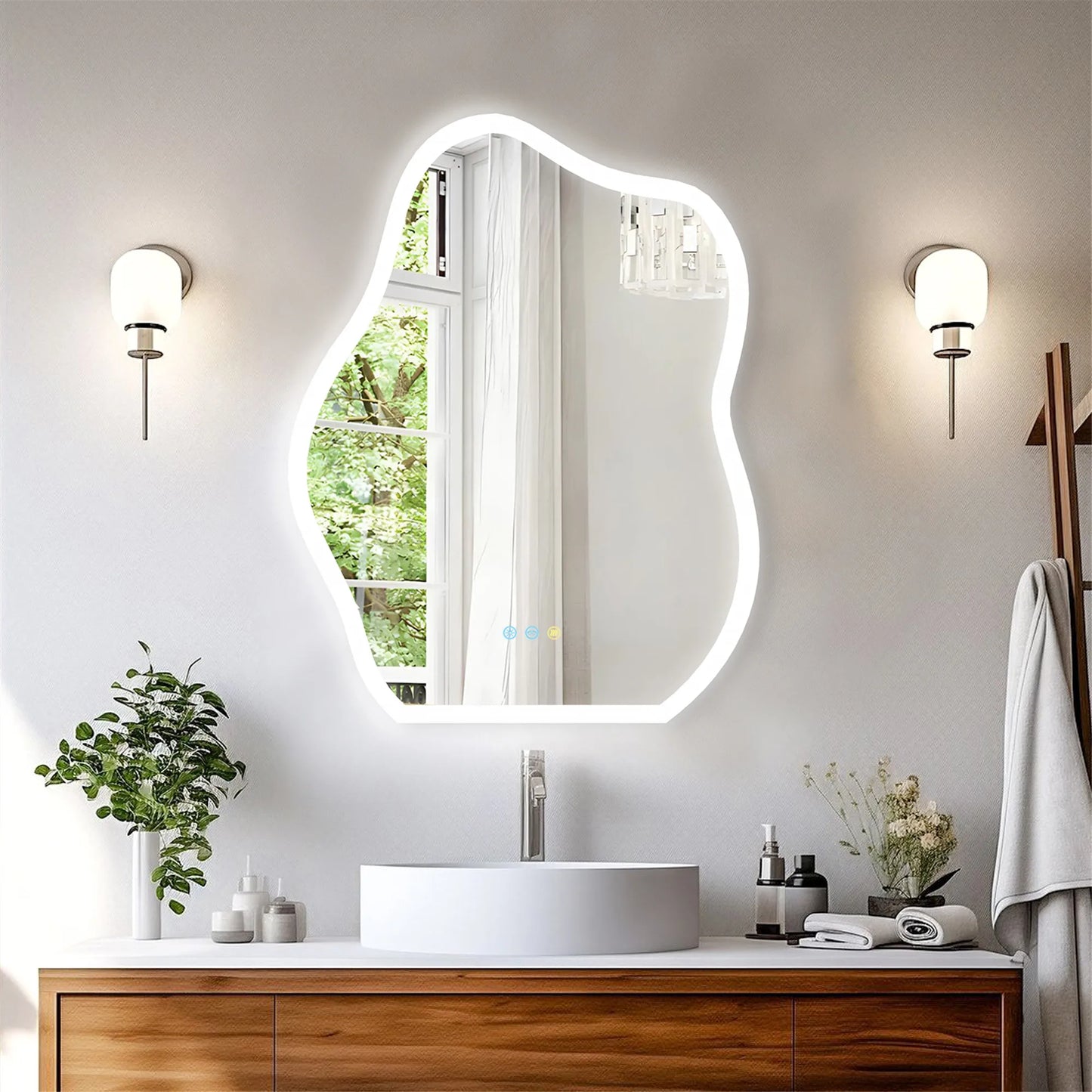 Cloud Shaped LED Bathroom Mirror with Lights - Anti-Fog, Dimmable 3 Color Temperatures (3000K-6000K), CRI90+ High Color