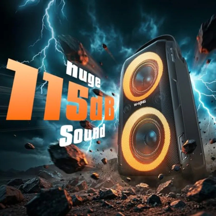 180W Portable Bluetooth Party Speaker with Deep Bass, TWS Stereo Pairing, RGB Lights & USB Playback