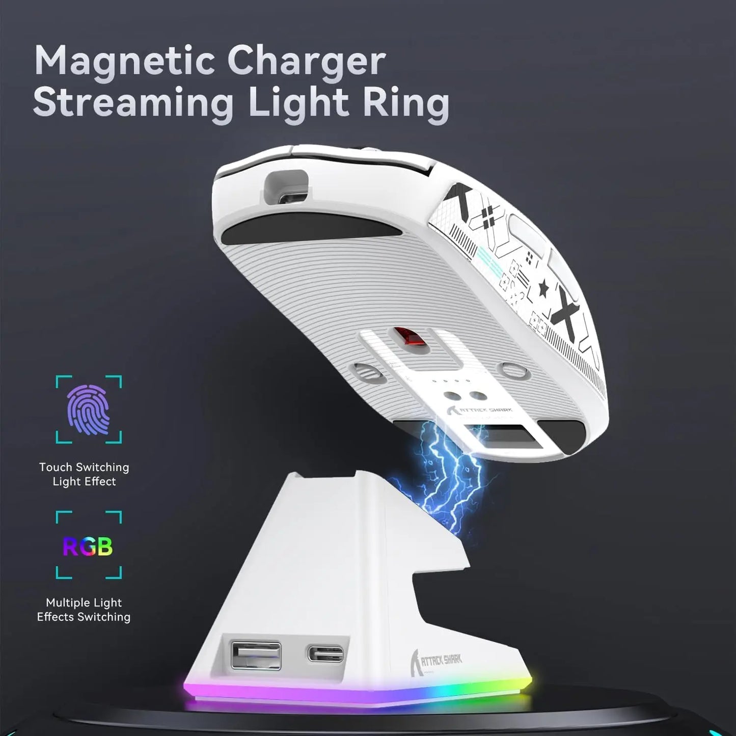 ATTACK SHARK X6 Lightweight Wireless Gaming Mouse, RGB Backlit Tri-Mode Mouse with PAW3395 Sensor for PC, Laptop & Mac