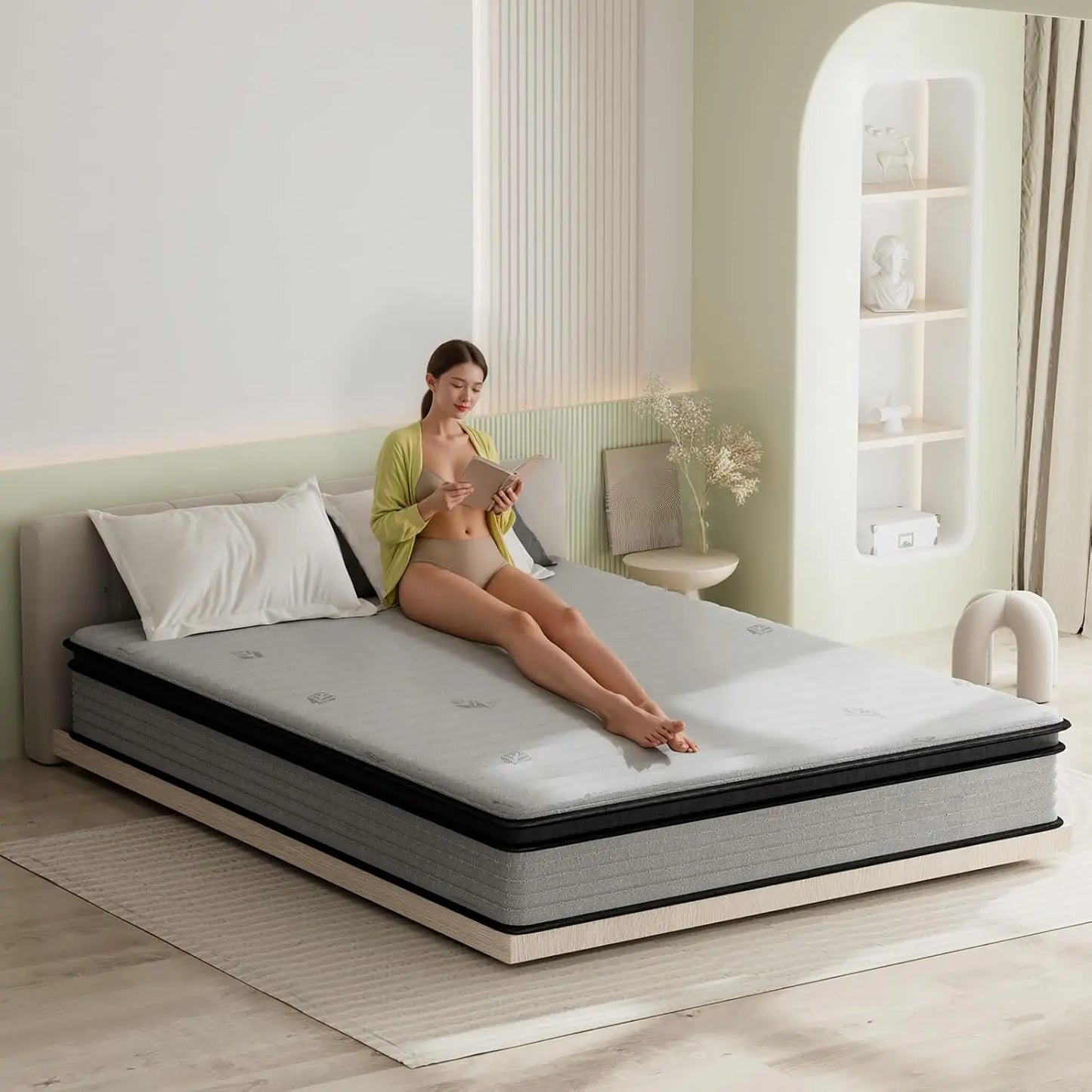King Mattress 12inch in a Box Memory Foam Hybrid Mattress with Pocket Springs and Zoned Support for Back Lumbar Pressure Relief