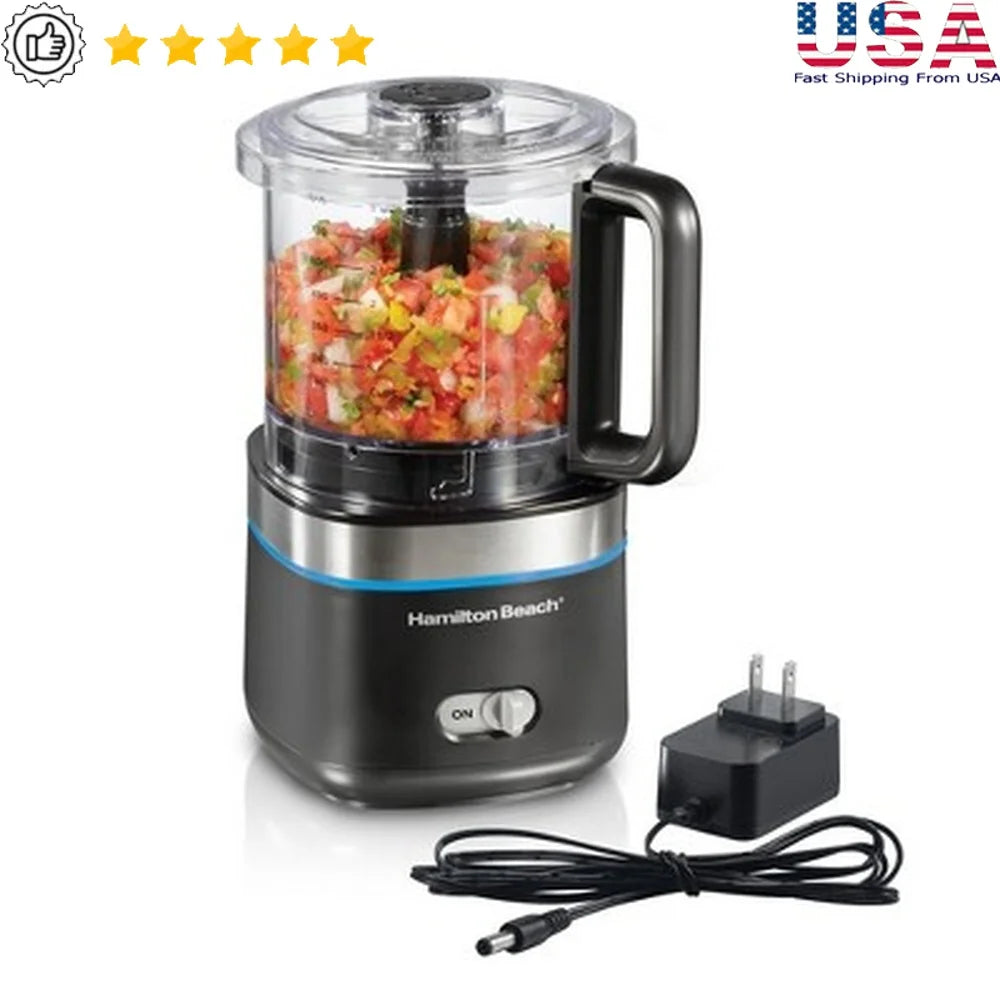 Cordless 4 Cup Food Chopper Dishwasher Safe Mini Processor