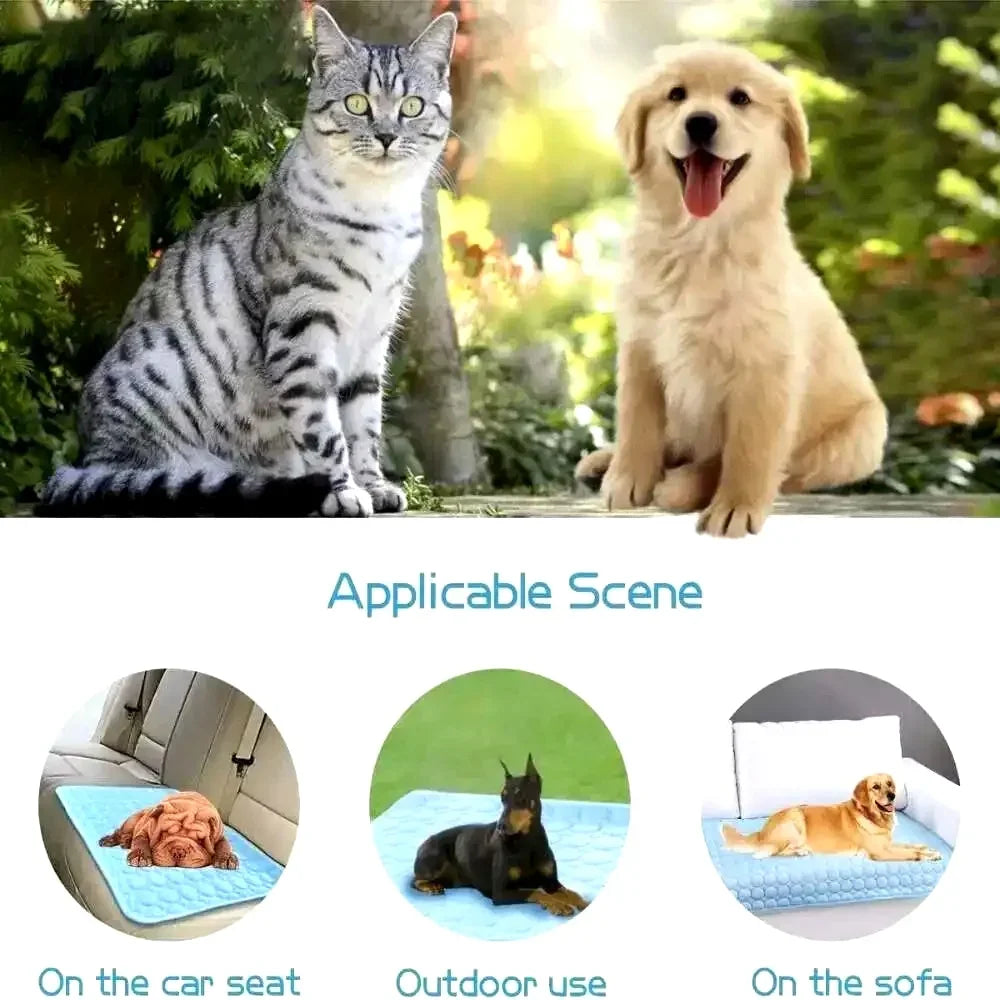 Ice Silk Cooling Dog & Cat Mat | Breathable Summer Cooling Pad for Pets