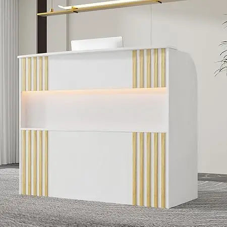 Modern Reception Desk Storage Drawers 39in LED Lighting