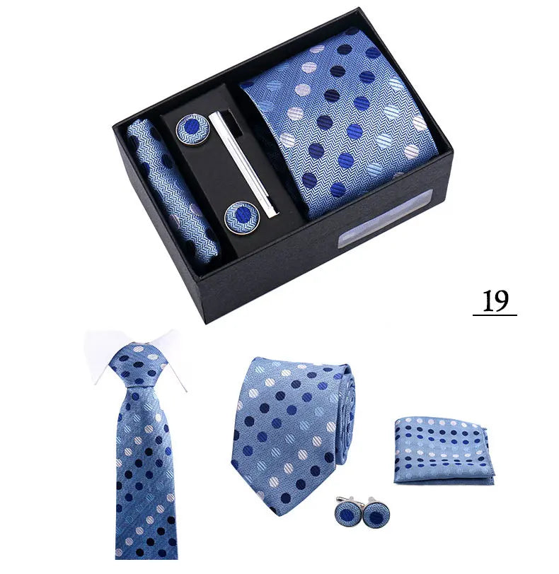 Tie Men With Box Top Quality Business Ties Hanky Cufflink Set Clips Green Necktie Corbatas For Men Wedding In Gift Box Gravatas
