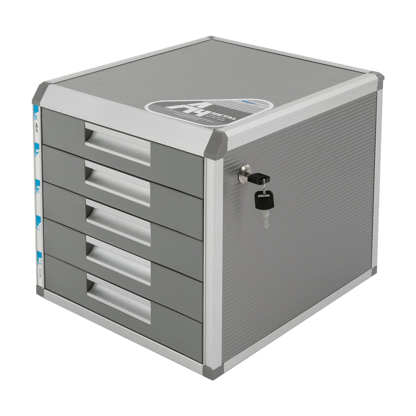 5 Drawer Locking File Organizer, A4 Document Storage Cabinet with Aluminum Alloy Frame, Secure Desktop Filing System for Home & Office  Description