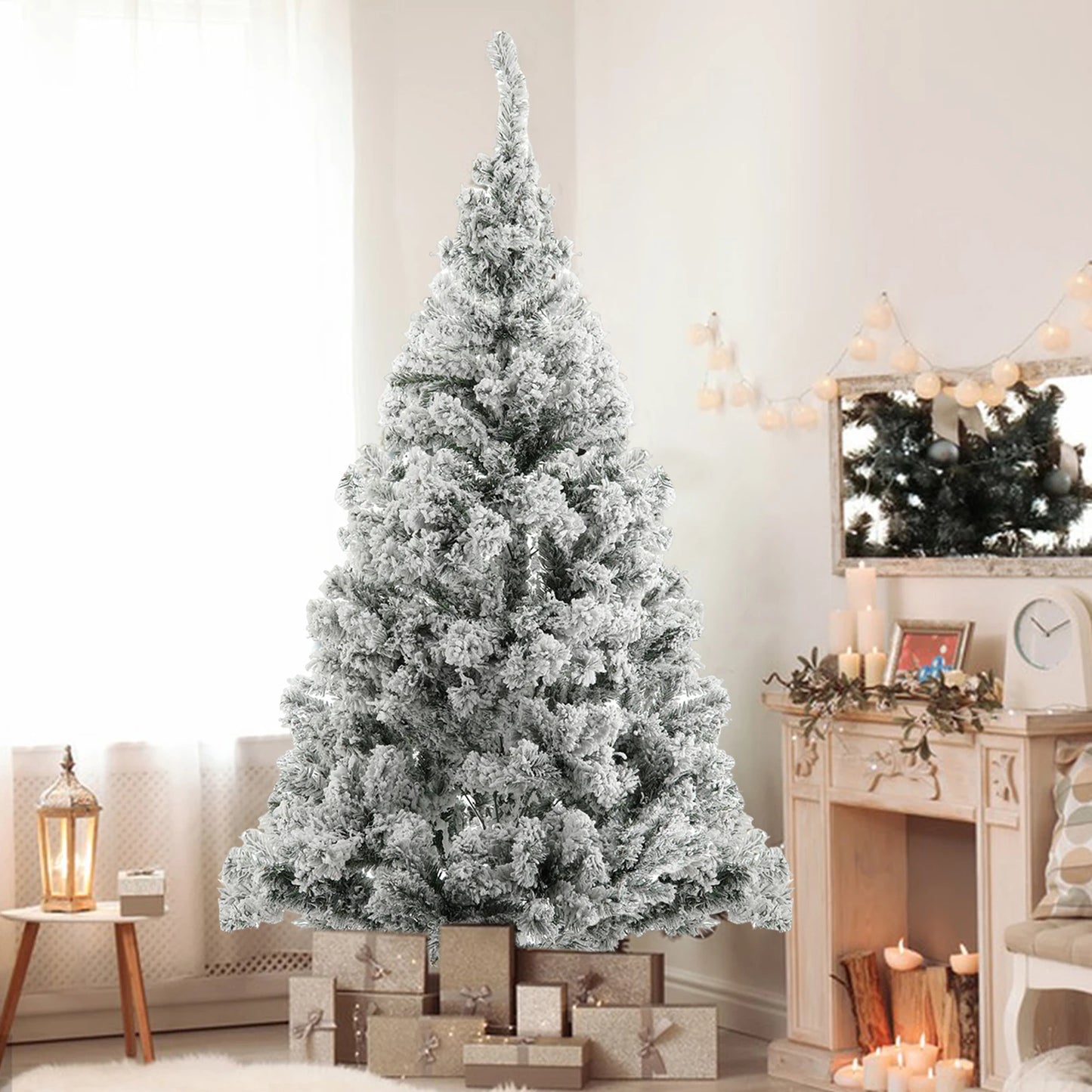 Pink and White Artificial Christmas Tree 6 Ft Outdoor Decor