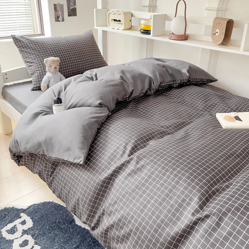 3-Piece Washed Comforter Set. Soft Solid Color Bedding Set