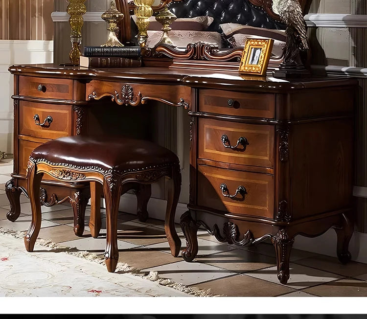 Nordic Hollywood Chair Vanity Wood Storage Mirror Organizer Luxury Dressers Bedroom Makeup Seating Penteadeira Furniture Home