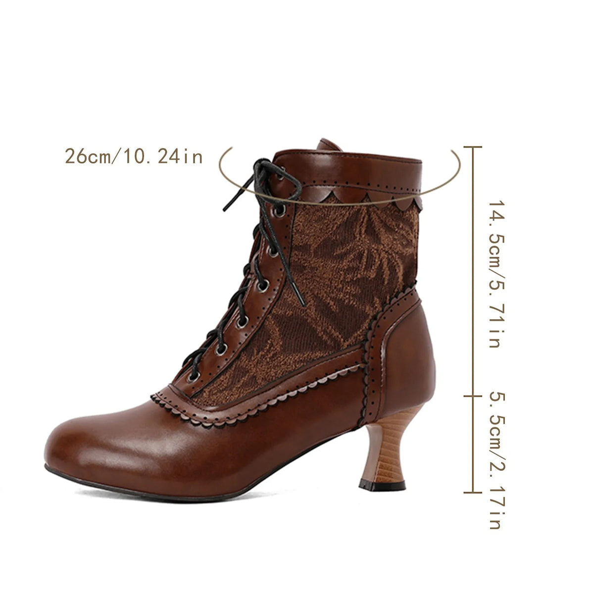 Women’s Vintage Lace-Up Ankle Boots | Low Chunky Heel Booties