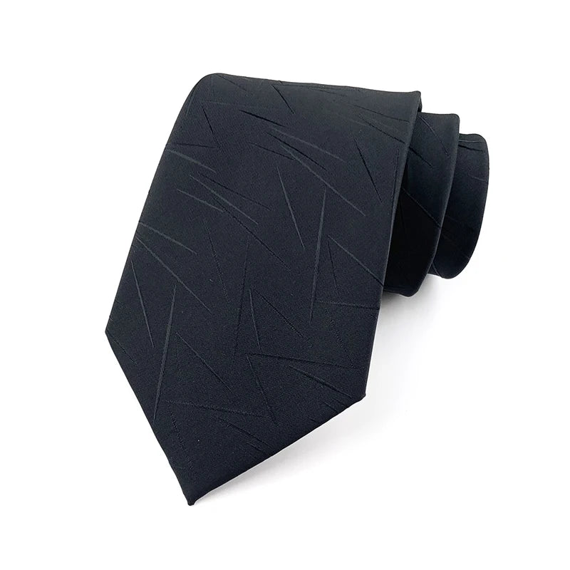 Luxury 8CM Men’s Black Striped Necktie | Classic Business & Formal Tie for Weddings, Office & Special Occasions