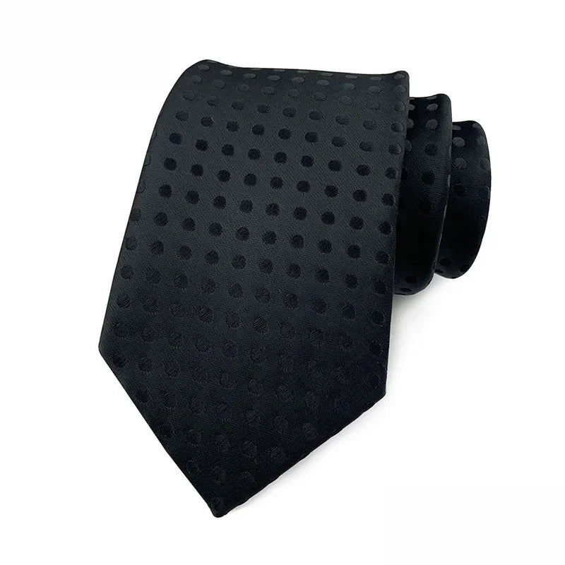 Luxury 8CM Men’s Black Striped Necktie | Classic Business & Formal Tie for Weddings, Office & Special Occasions